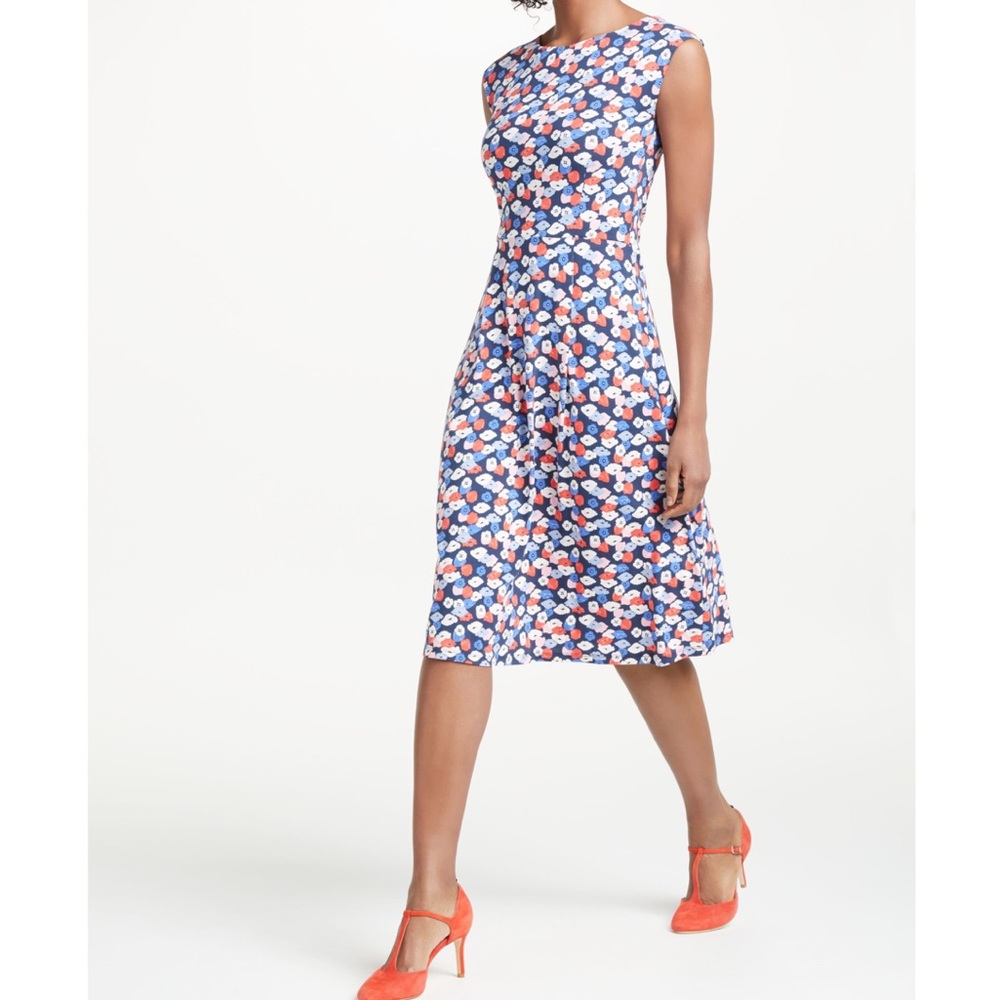 Boden marina poppy print blue floral midi dress 6